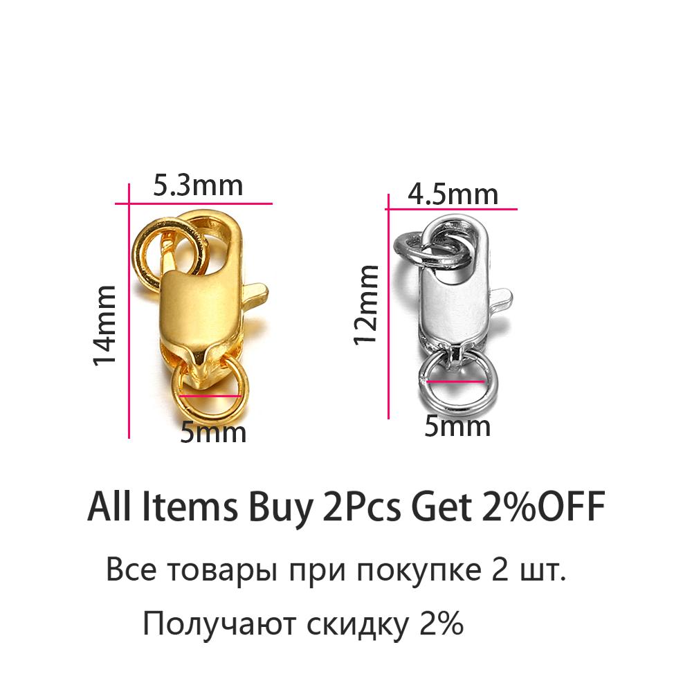 30pcs/lot 12 14mm Metal Lobster Clasps Hooks With Split Open Jump Rings Connectors For DIY Jewelry Making Findings Accessories