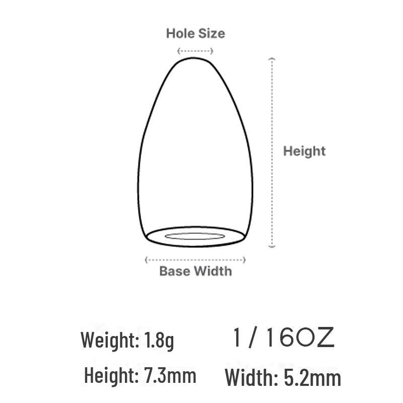LUREPEAK Tungsten Bullet Sinking Fishing Weight - Anti-Line-Hurt, Long-Distance Casting, Anti-Hang Design