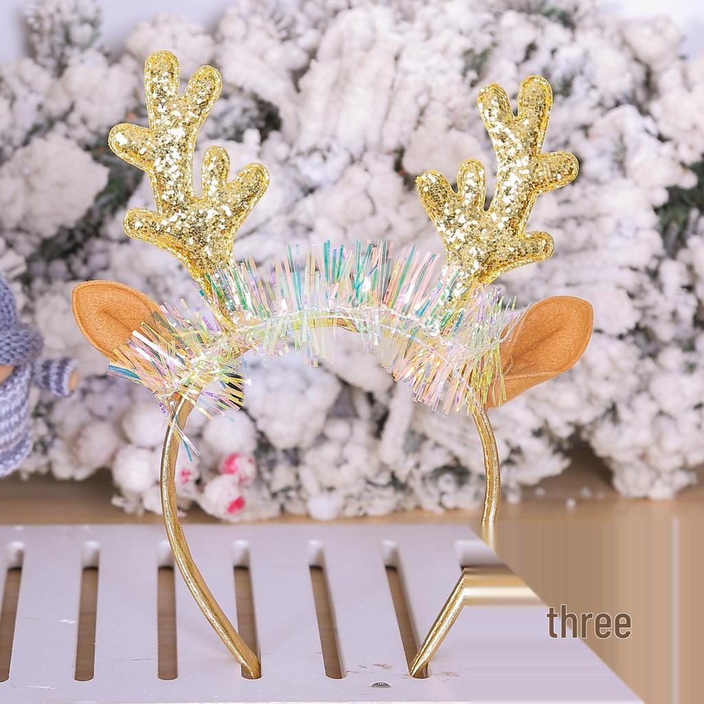 Mingguan Holiday Glitter Antler Bell Headband - Christmas Party Hair Accessory