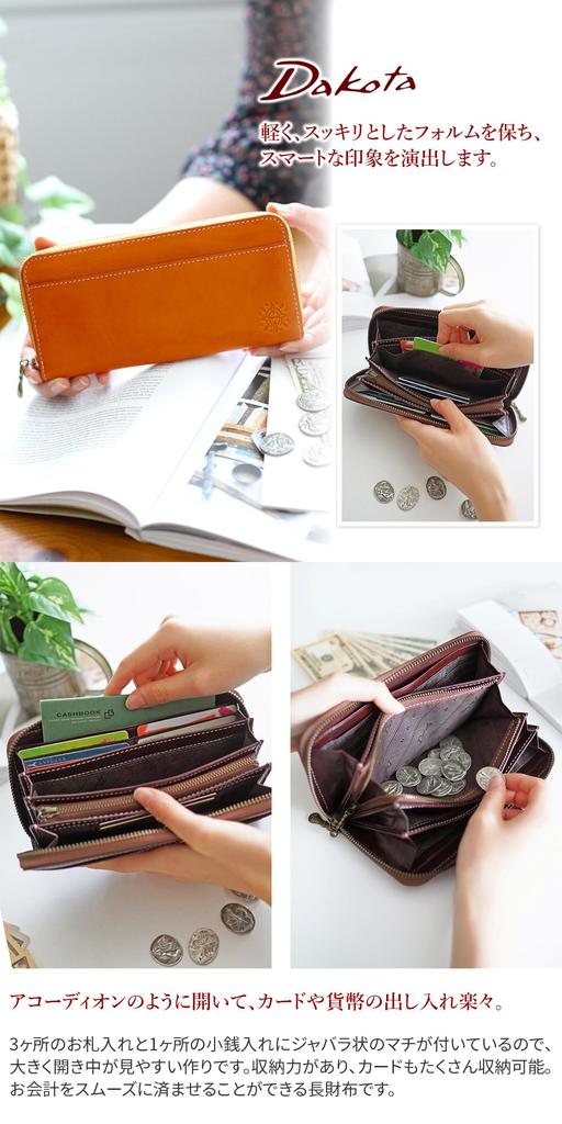 Dakota Leather Long Wallet Round Zipper 0035896 Fons Series Navy [Dakota] Women's DA-35896-60