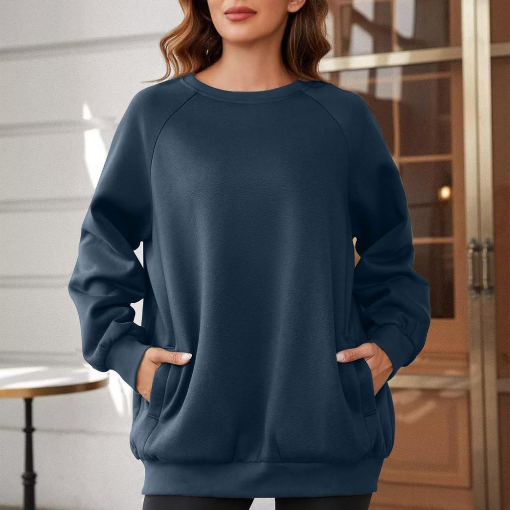 Kadın Büyük Boy Kapşonlular Polar Sweatshirtler Uzun Kollu Kazaklar Kazak Sonbahar Giysileri