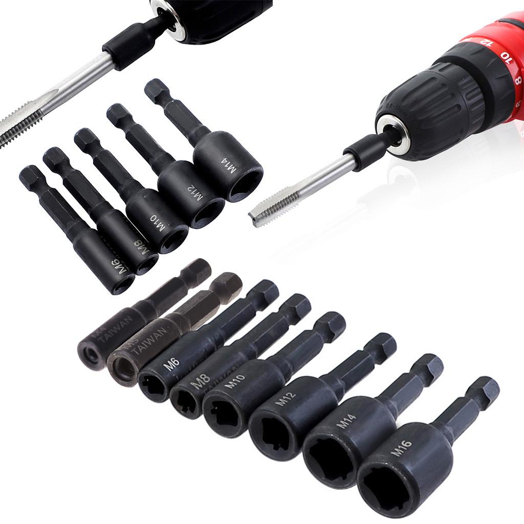 M4-16 Tap Socket Collet Wrench Practical Machine Die Socket Adapter Hex Shank Square Drive Tapping Chuck for Car Repair