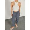 Women's Lace-Up Elastic Waist Linen Blend Jogging Trousers
