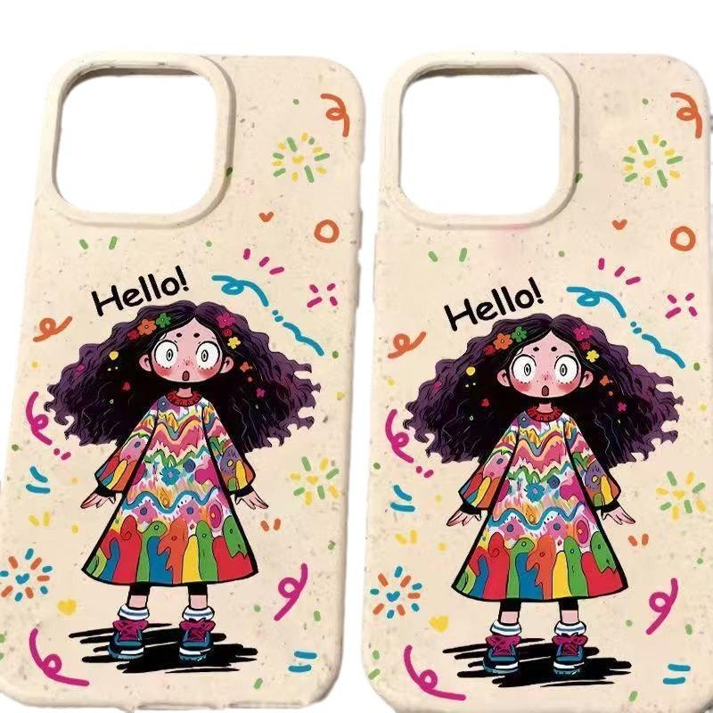 Curly hair girl applies to iphone17promax mobile phone case cute apple 15 anti-drop 14 pro girl 13/16