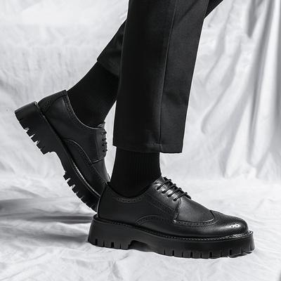 Herren Business Brogues Lederschuhe mit dicker Sohle Schwarz Lässig Bequem Atmungsaktiv Modische Lederschuhe Größe 38-45 Herrenschuhe