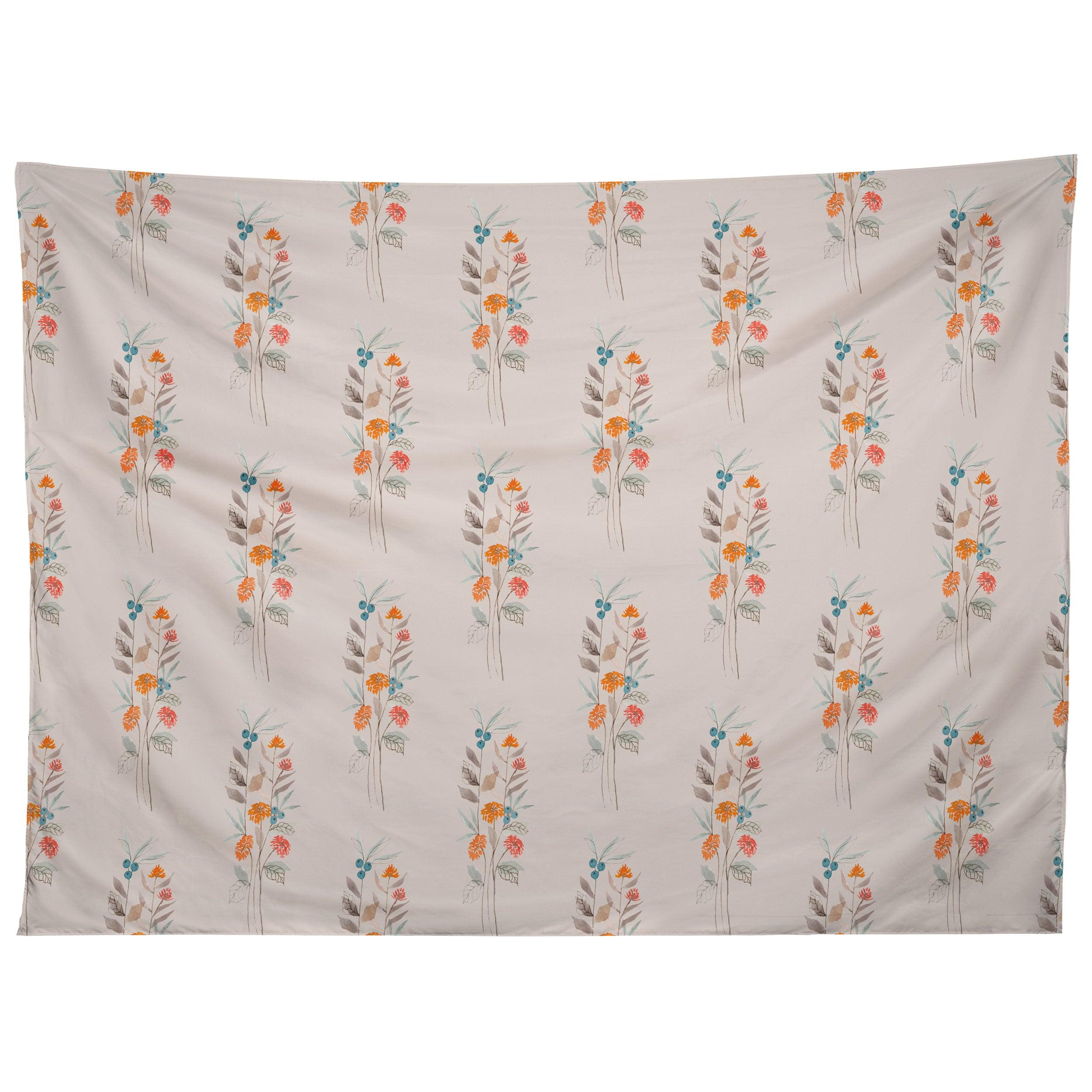 WATERCOLOR WILDFLOWERS BOUQUET tapestry 75x100