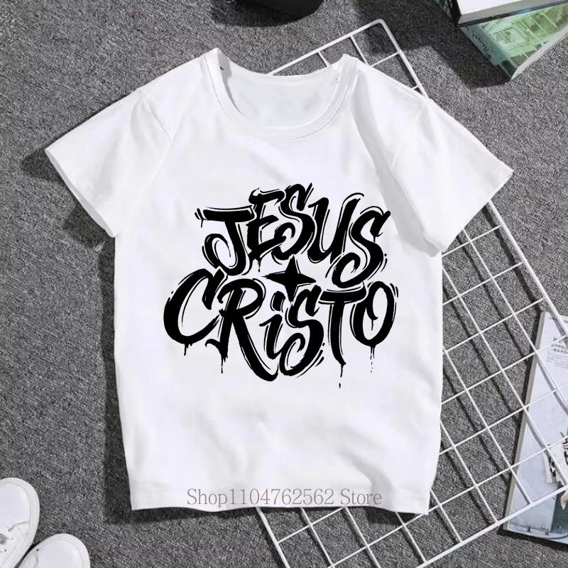 Children Clothing Jesus Print Tshirts Summer Boys Girls Casual Fashion Funny Tops Kids Colorful Crew Neck Short Sleeve Tees