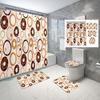 4 Sets Circles Geometry Shower Curtain Sets With Non-Slip Bath Mat,Toilet Lid Cover And Warm Color Pattern Shower Curtain Sets