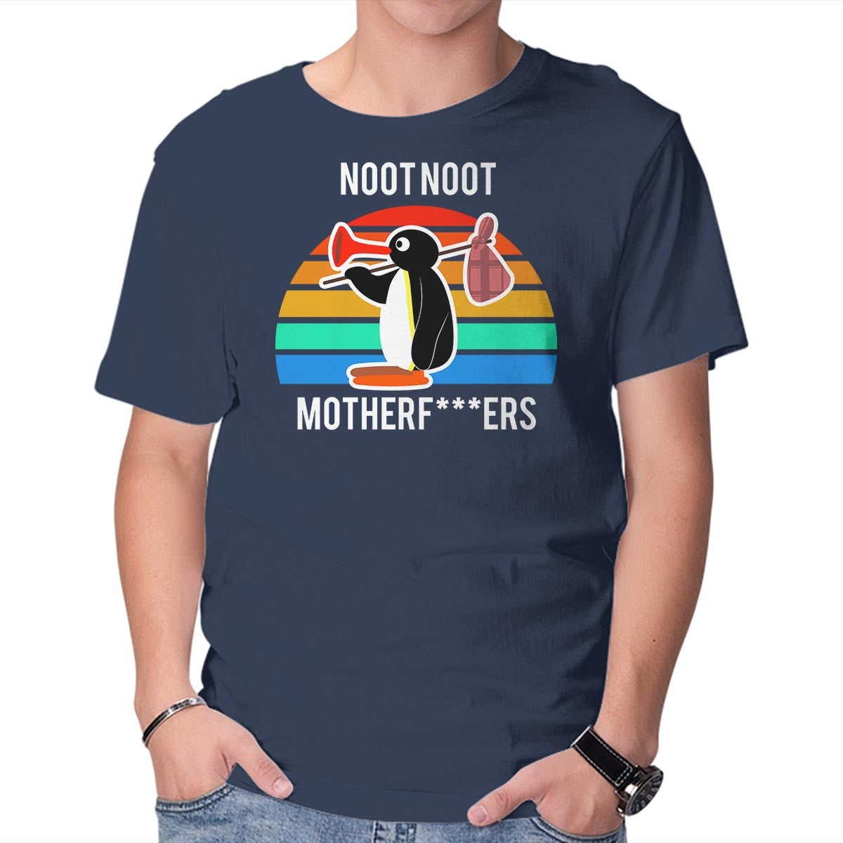 Unisex Crew Neck T-Shirt Noot Noot Graphic Short Sleeve Casual Tee M