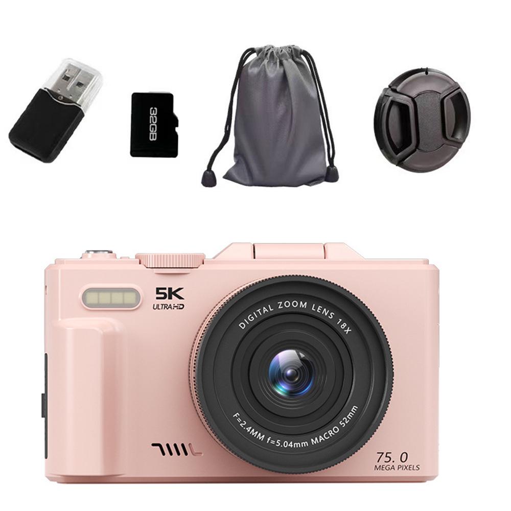 5K HD Flip Screen Camera WD08 with WiFi, Autofocus, Beauty Filters, Retro Mirrorless Design.