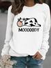 Moody Print Women's Casual Long-Sleeve Round Neck Sweatshirt Hoodie (Autumn/Winter Collection)