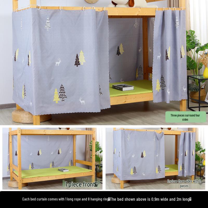 Student Bunk Bed Curtains, Light-Blocking & Windproof Privacy Canopy for Dorm Rooms