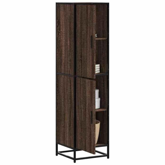 VidaXL Buffet haut chêne marron 35,5x35x139 cm bois d'ingénierie métal, armoire latérale, armoire de rangement haute, 849058