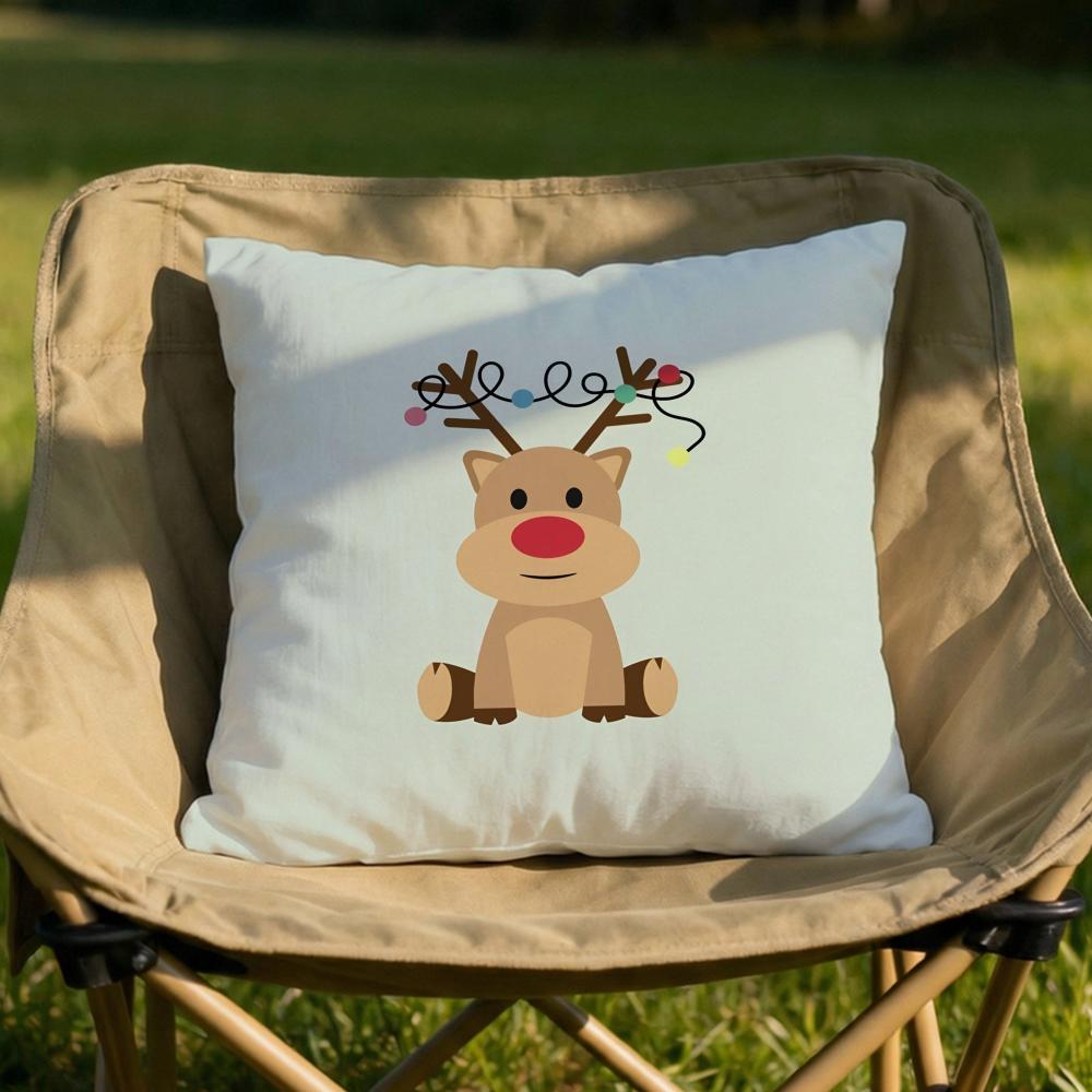 Christmas Santa and Deer Cushion Cover Soft Reversible Durable Pillow Cover MultiScene Use for Home Car Daily Comfort