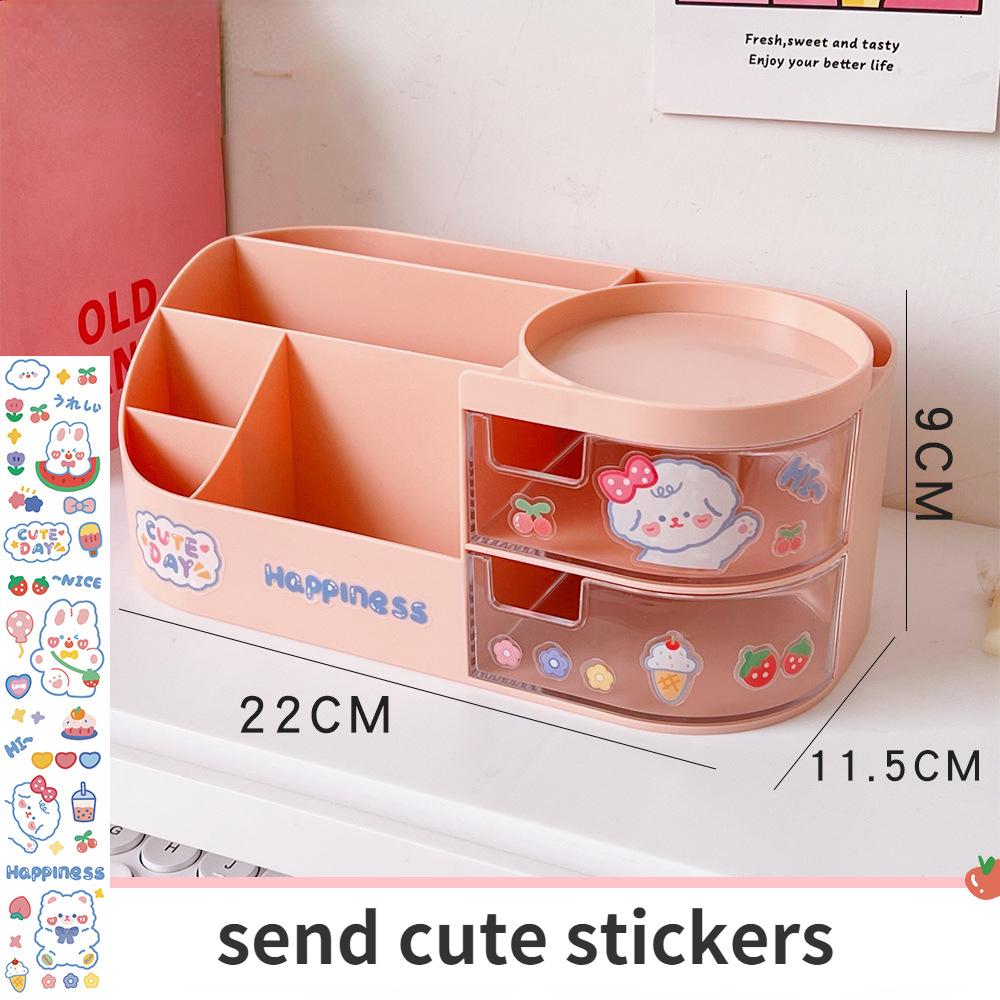 Creative Desktop Storage Box Organizer Plastic Drawer Transparent Kawaii Ins Multifunction Student Pen Holder Organizer Box Cute