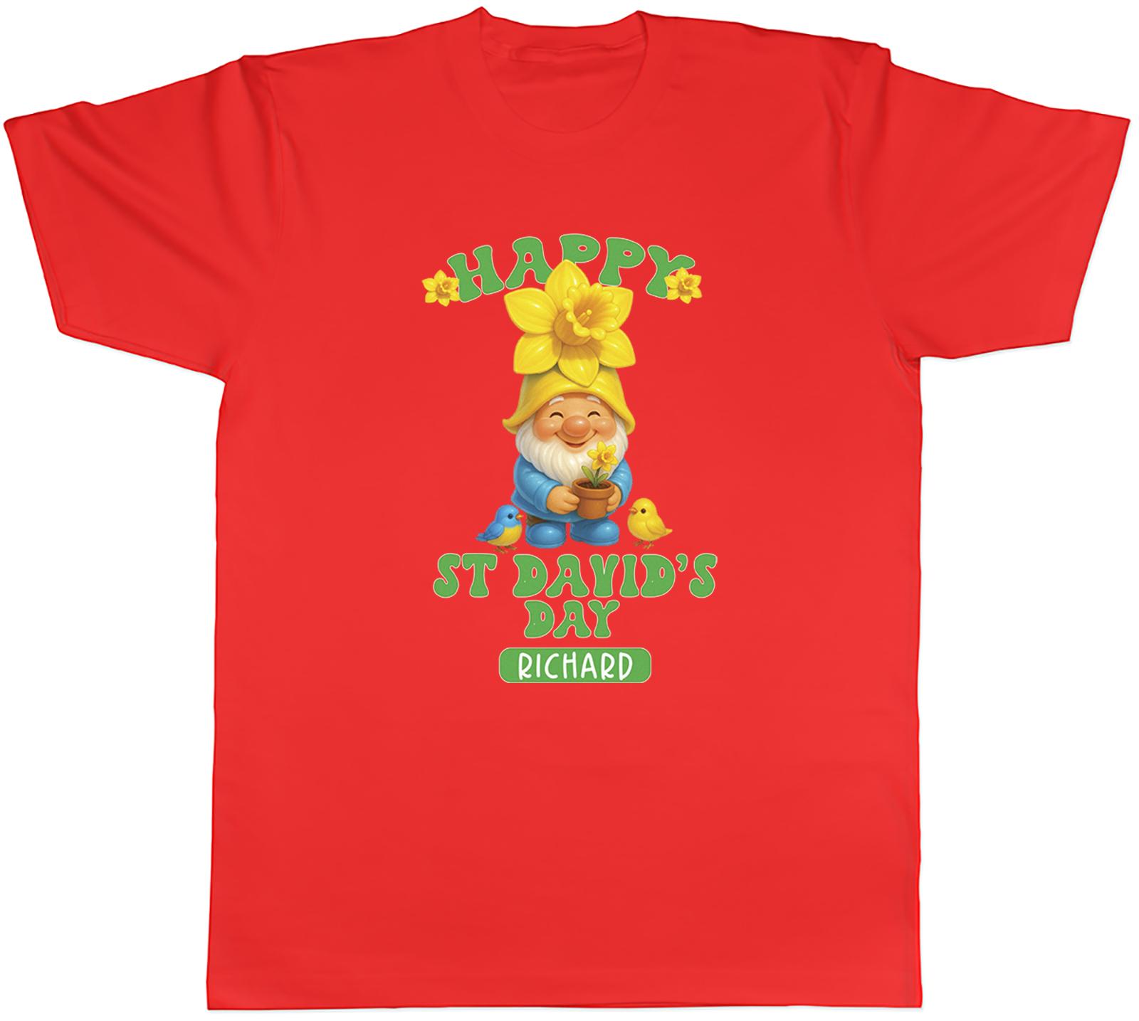 Personalised Happy St Davids Day Gnome Daffodil Unisexs TShirt Tee Gift Top S