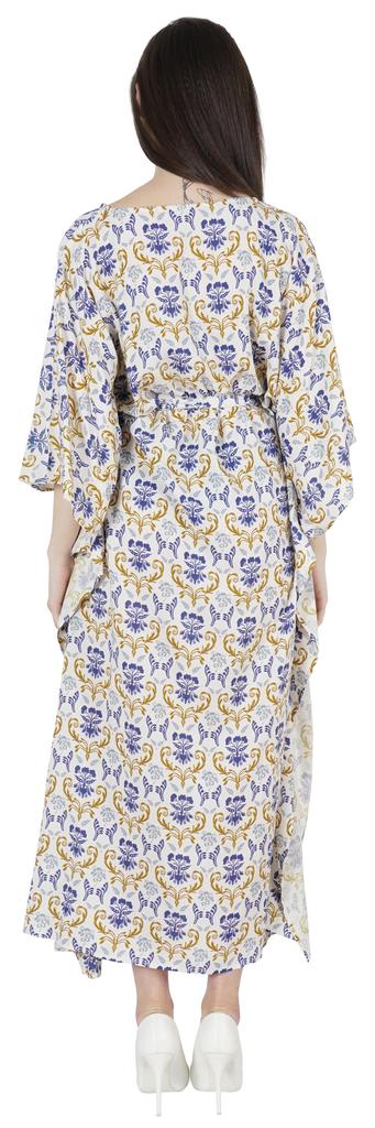 Moomaya Printed Sleep Loungewear For Women Kimono Sleeves Kaftan Resort Dress  Maternity