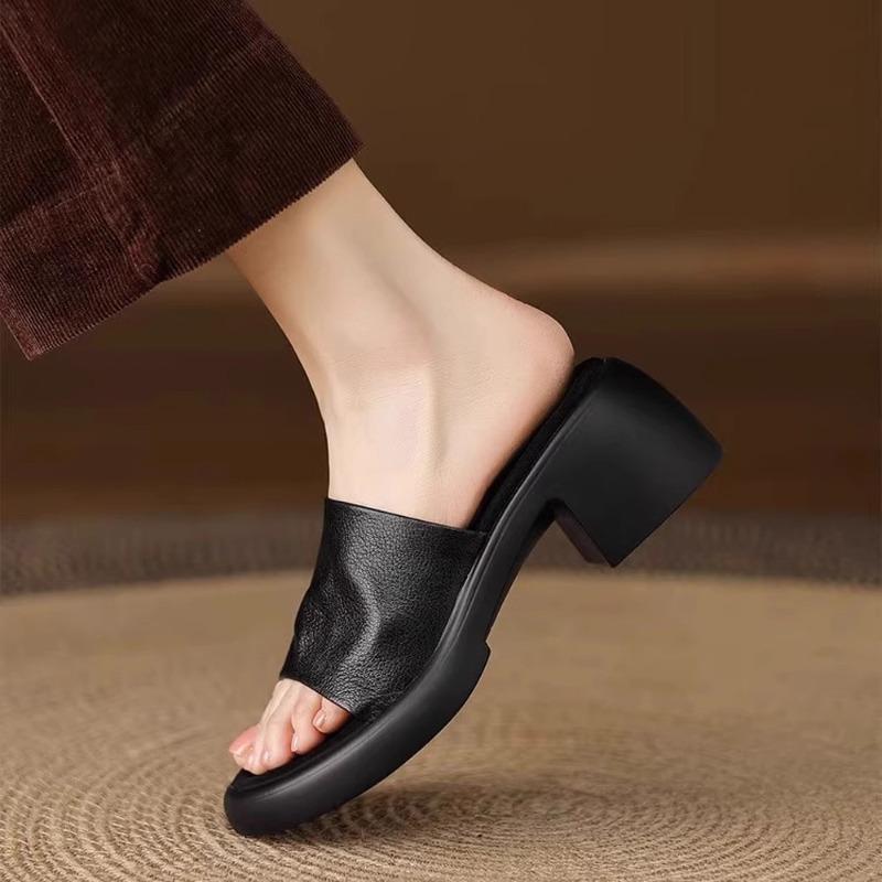 Mode Vintage Peep Toe Sandalen en Slippers Dames Blokhak Flip Flops Zomer Buiten Dragen Platform Hoge Hak Slippers Strand Schoenen