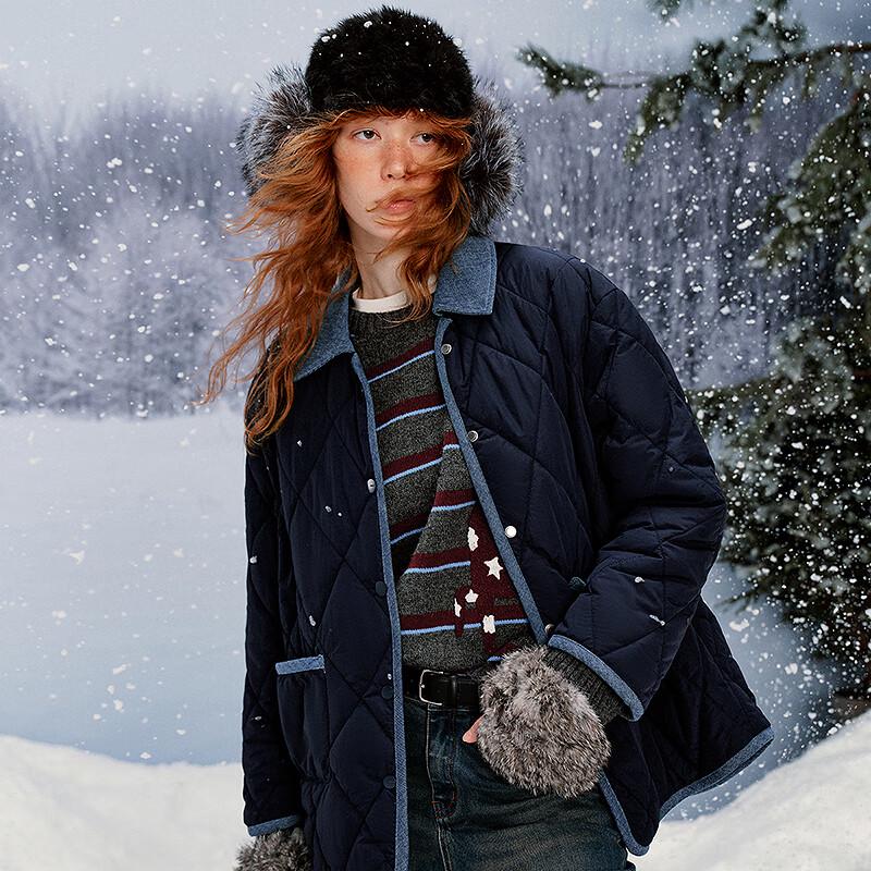 Women's Retro Striped Embroidered Round Neck Sweater