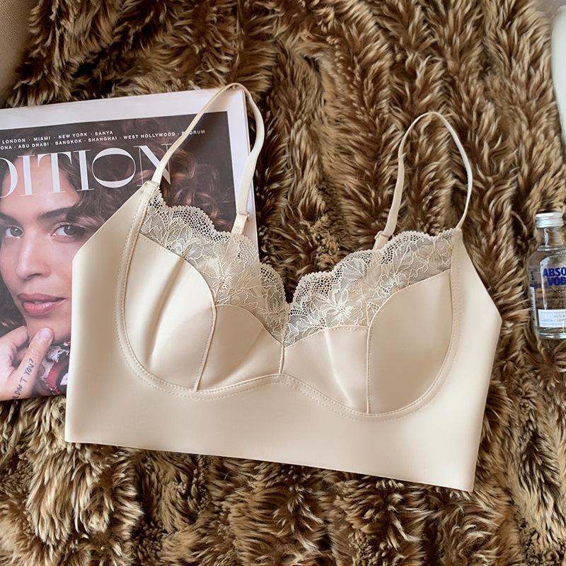 

Французский Сексуальный Бюстгальтер Женский Кружевной Бюстгальтер Женский Бюстгальтер с Подвязками в Виде Кроличьих Ушек Красивая Спина Бесшовный Летний Женский Бюстгальтер One size бежевый