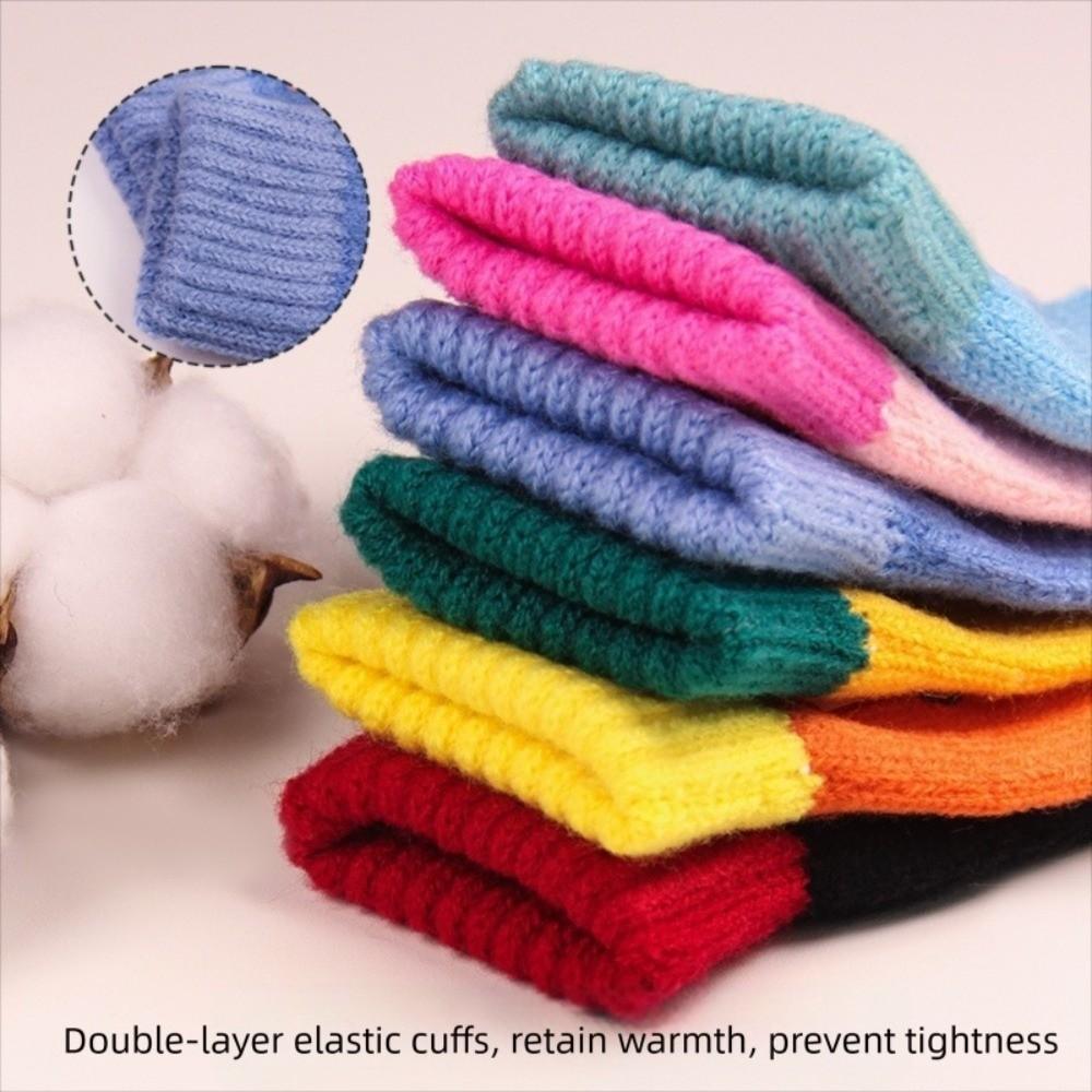 Cute Cartoon Knitted Gloves Windproof Kids Gloves Fashion Full Finger Mittens Winter