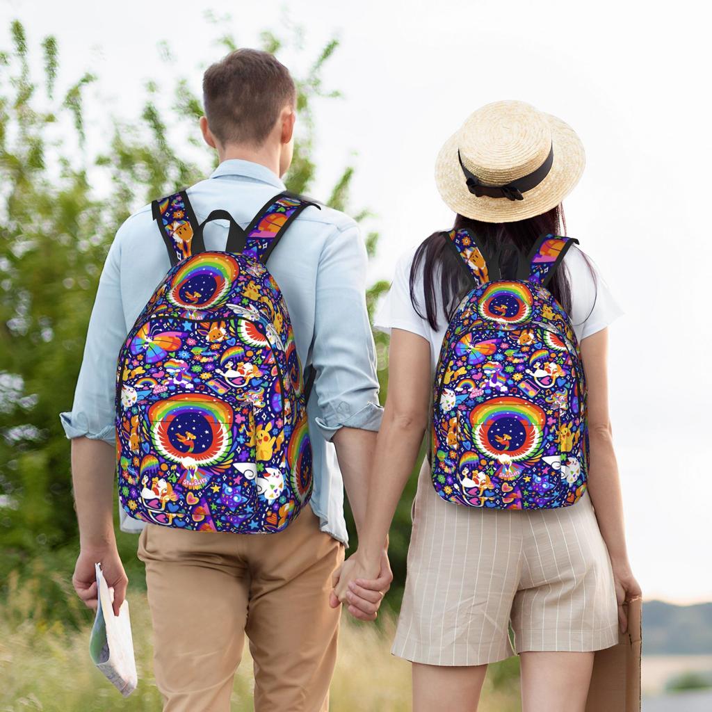Fashion Cartoon Pokemon Theme Backpack  Mochilas Solid Office Work Sturdy Shoulder Rucksack