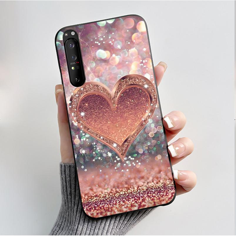 Hülle für Sony Xperia 1 II 1 III Luxus Mode Schmetterling Blume Schwarzes Silikon TPU Weiche Handyhülle für Sony 1II 1III Rückseite