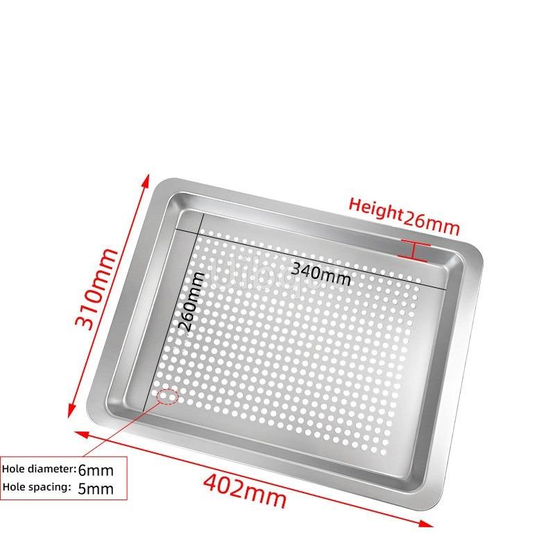 304 Stainless Steel Steamer Tray Kitchen Oil Draining Pan Rectangular Perforated Tray Commercial Oven Steamer Liner Steaming Pan