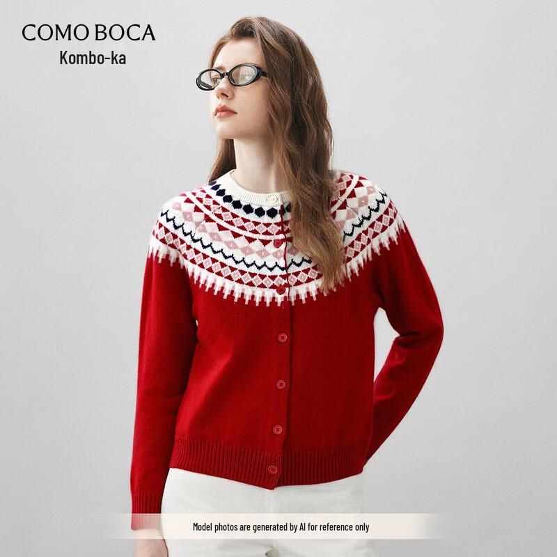 

Komom Boca Women s Fair Isle Jacquard Wool Cardigan XL