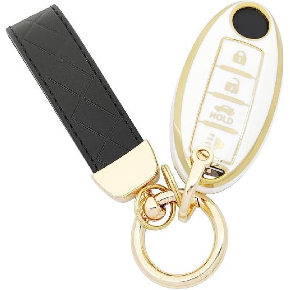 TPU Protective Key Fob Cover Case Compatible With Nissan 2007-2012 Altima 2009-2014 Maxima Murano For Infiniti FX35 FX37 FX50 G25 G35 G37 Q40 Q60