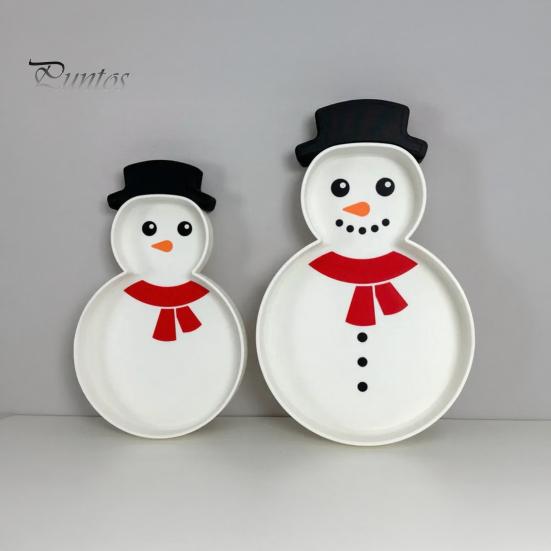 Christmas Snowman Serving Tray Tray, Holiday Party Decorative 3D Storage Printed Platter Dish for Snacks, Candies, Goodies, Jewelry Partitioned Candy
