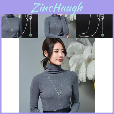 Elegant Geometric Tennis Racket Sweater Necklace Stylish Long Pendant For Women
