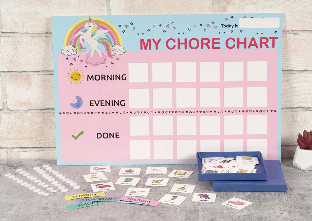 Inkdotpot Kids Daily Responsibility Checklist, to-Do List- Daily Routine- Chore Chart- Morning/Evening Checklist