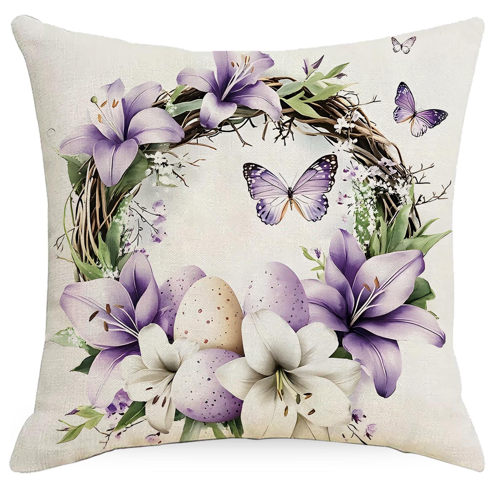 

Easter Pillowcase Light Luxury Easter Egg Lamb Butterfly Pillowcase Sofa Cushion Cover 45 * 45Cm