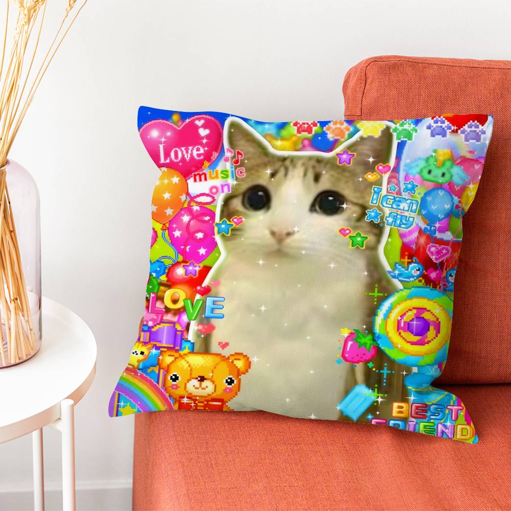 Kitty Y2K Cat Pillow Case Plush Fabric Soft Pillowcase Double Sided Print Cushion Cover Household Gifts