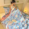 1pc Cotton Three-layer Gauze Towel Quilt Throw Blanket, Towel Blanket Bed Cover Summer Cooling Quilt, Soft Breathable Lightweight Cozy Blanke