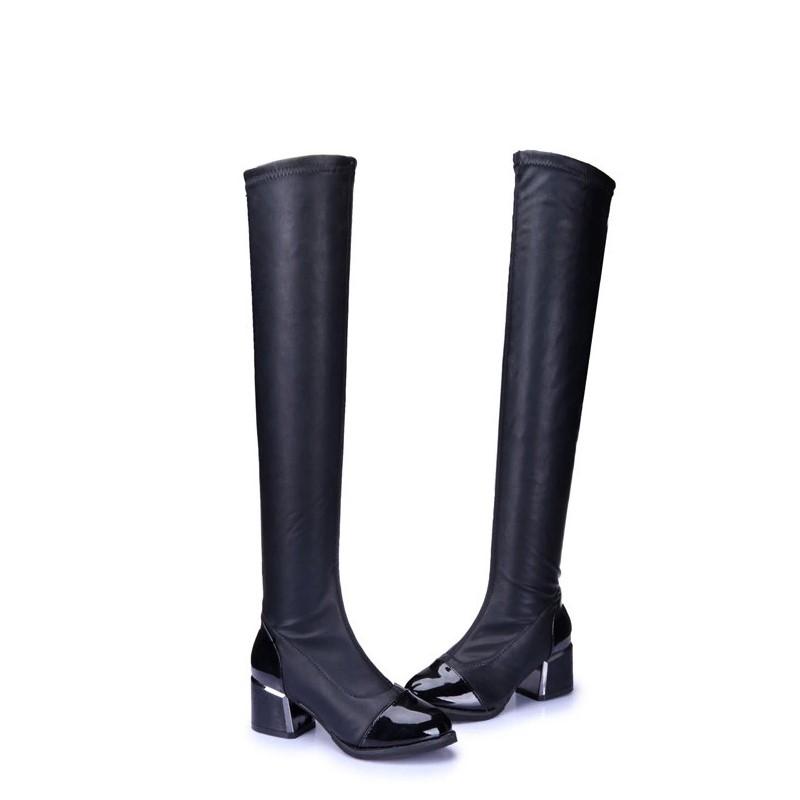 Women Boots Autumn Winter Cotton Warm Knee-high Long Boots Woman Elasticity Sexy Heel Height Shoes Ladies Fashion Casual Sexy