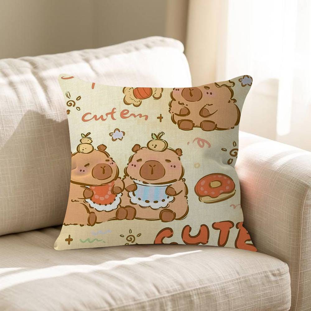 Cute Capybara Cushion Cover Pillowcase Upholstery Sofa Throw Pillow Home Decor Pillowcas
