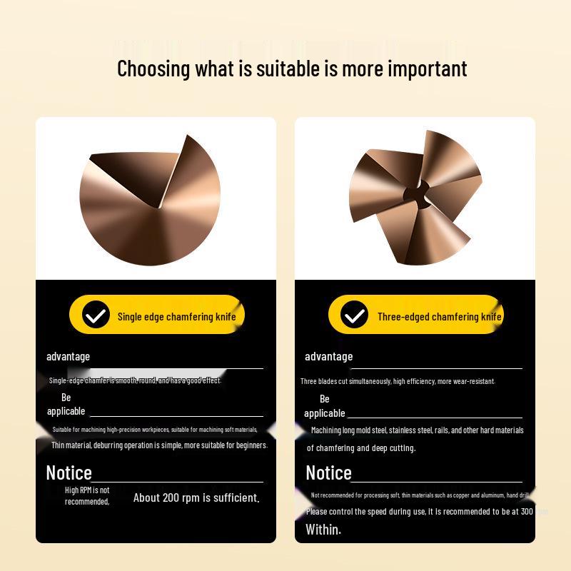 Tiangong 6542 Cobalt HSS 60° Single-Edge Chamfering, Deburring, and Countersink Cutter with Straight Shank.