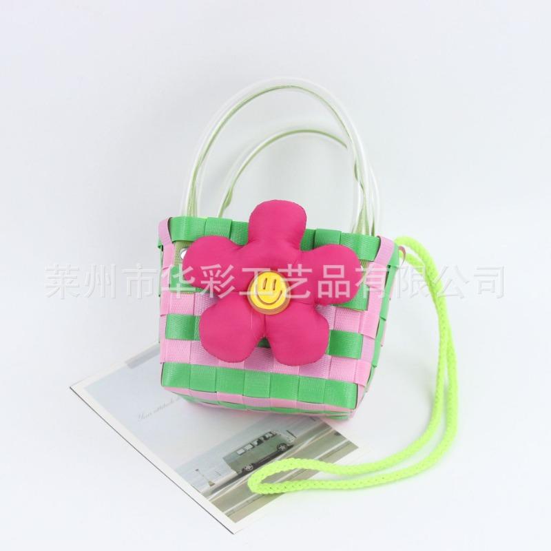 Mini Handbag Sweet Three-dimensional Flower Plastic Woven Basket 100-day Banquet Bridesmaid Gift Basket