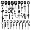 Gemischte Stile Schwarze Dreieck Blatt Kreuz Anhänger Ohrringe und Ohrstecker