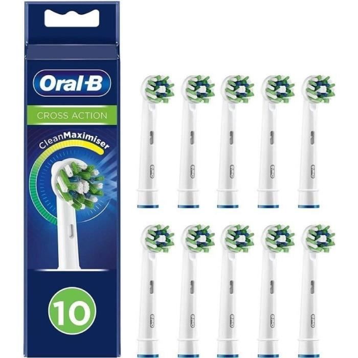 Têtes de brosse de rechange Braun pour brosse Braun Oral-B Cross Action - Pack de 10 - Blanc - Adulte