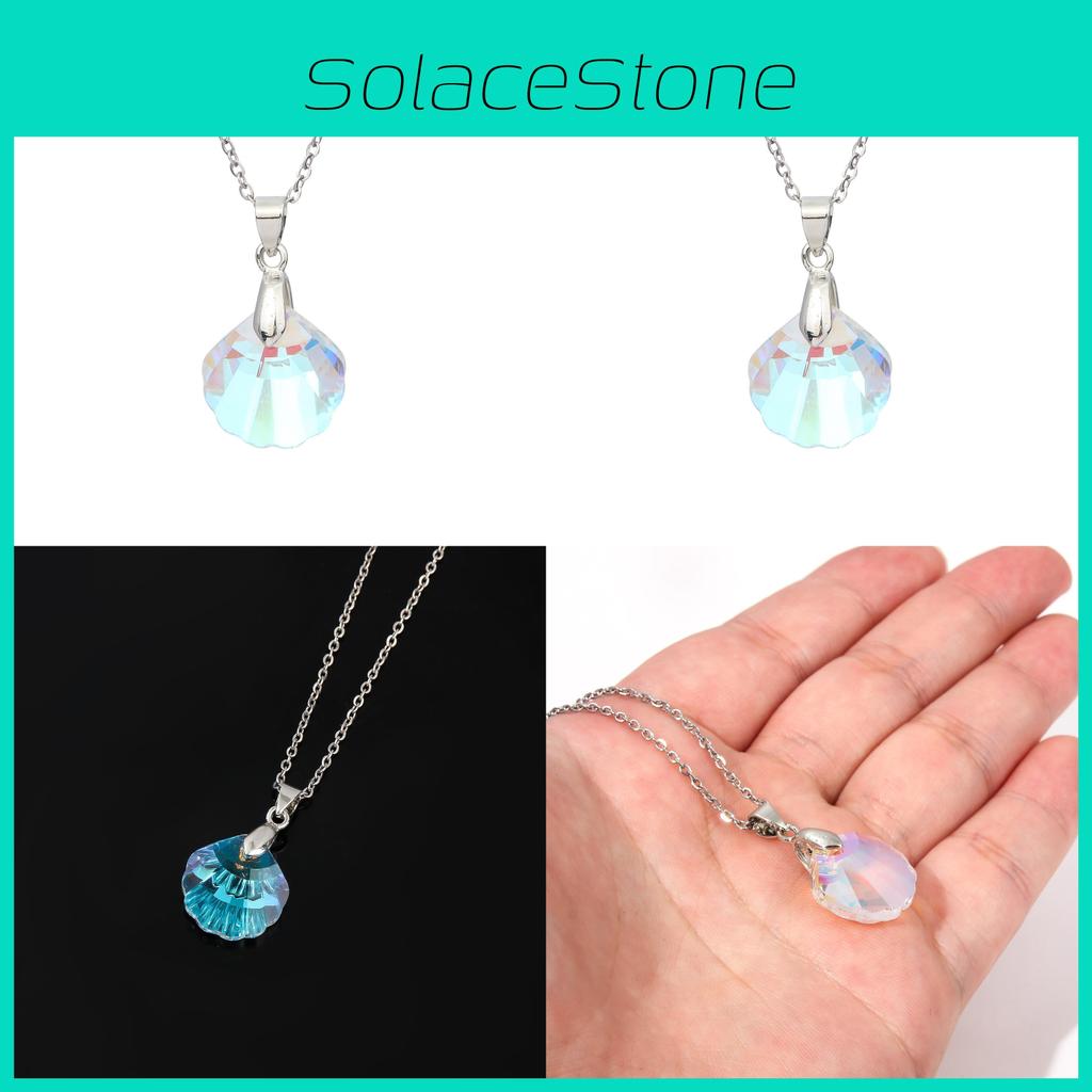 And Deepspace Love Shell Shape Necklace Geometric Glass Pendant Gift Jewelry