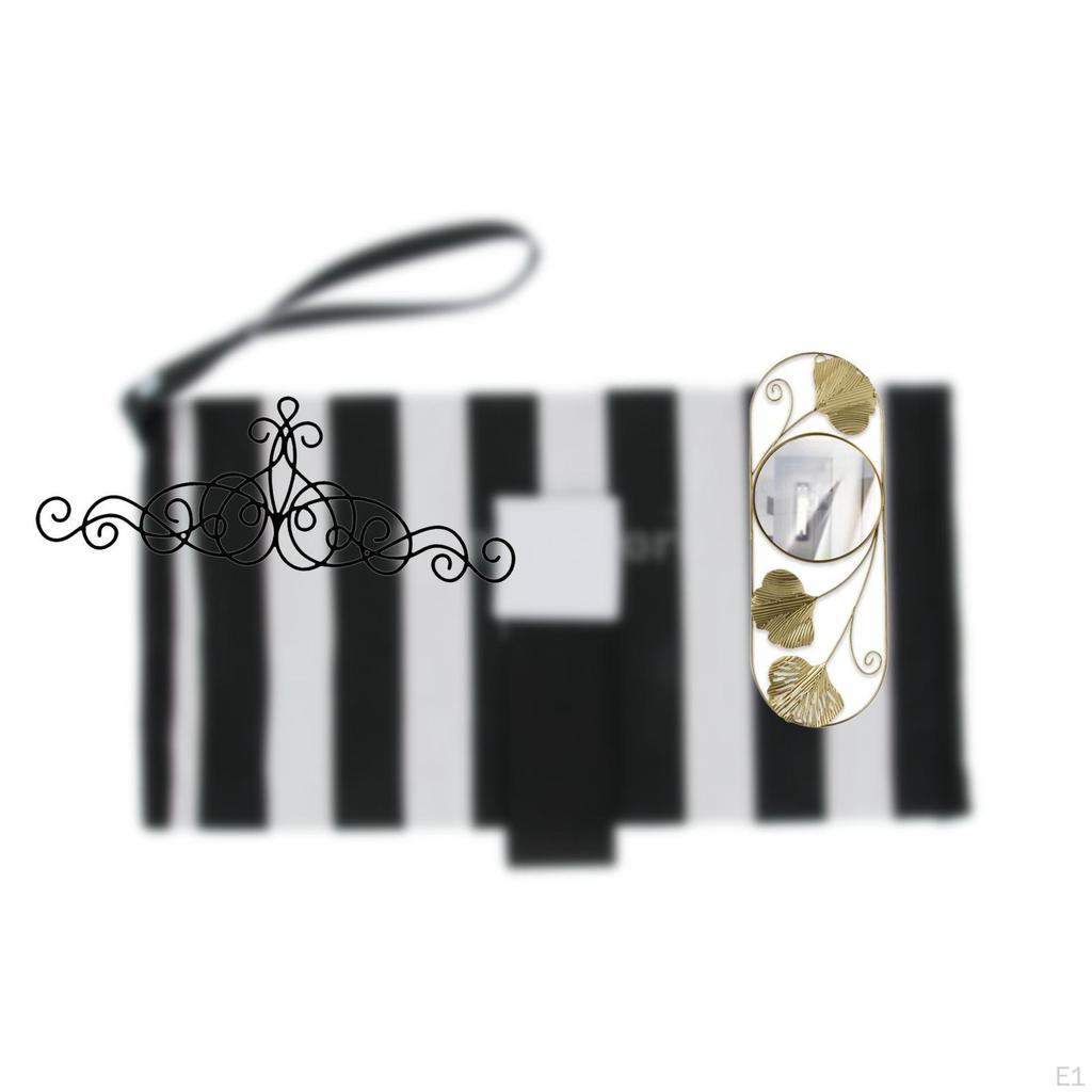 Scroll Metal Wall Art Decor Plaque Floral Mirror for Living Room Corridor Cabinet Entryway