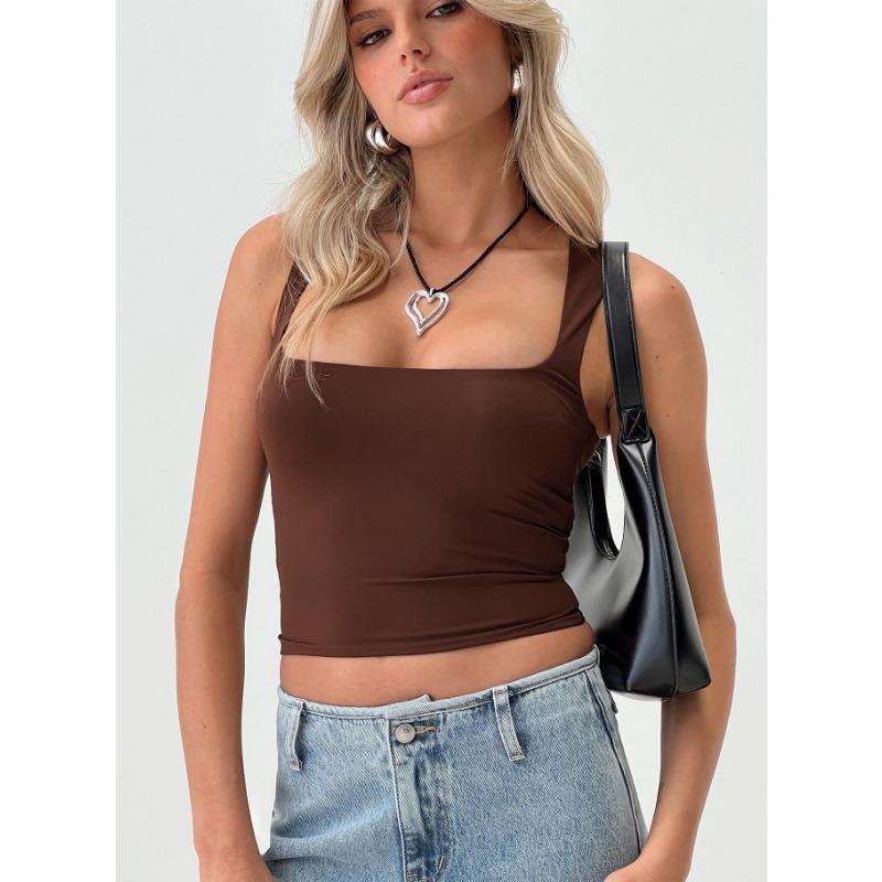 Women Y2k Sexy Casual Square Neck Slim Fit Sleeveless Cropped Tank Top