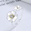 925 Sterling Silver Plated Sun Moon Sunflower Heart Rings for Women Original Flower Wedding Crystal Luxury Jewelry R5375