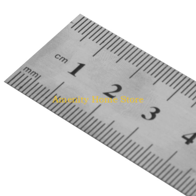 F26C 30CM 12"Steel Stainless Pocket Pouch Metric Metal Ruler Measurement Double Sided