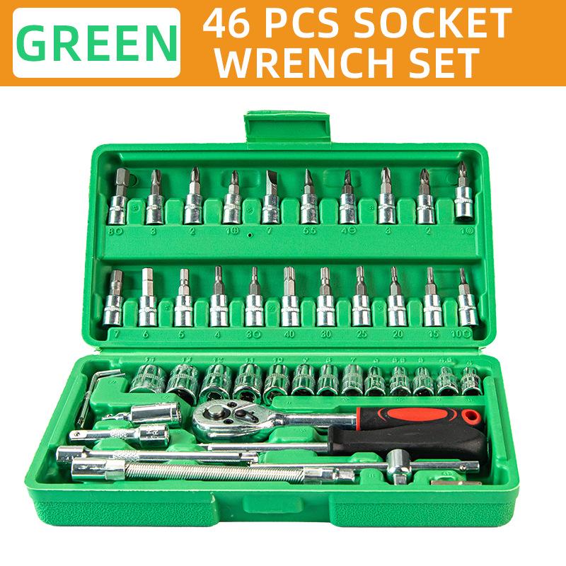 46-Piece Xiaofei 1/4" Ratchet Socket Wrench Set for Home and Auto Repair