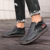 Men's High-top Casual Leather Shoes Hand-stitched Plus Size 38-50 Non-slip Soft Sole Flats with Zipper for Walking Working