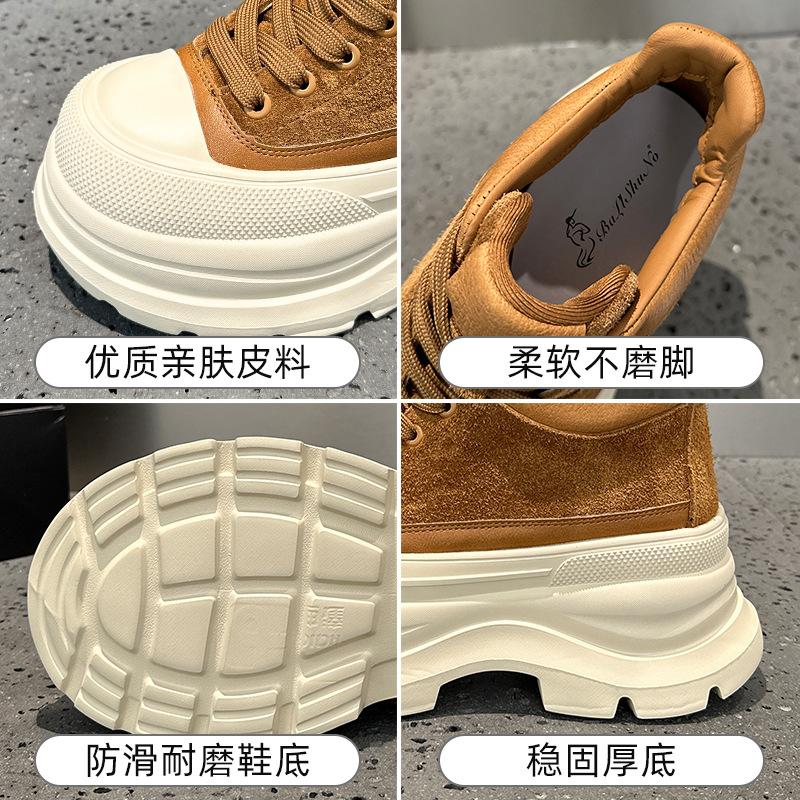 Hoge casual schoenen herfst en winter nieuw dikke zool kleine fleece lichtgewicht board schoenen